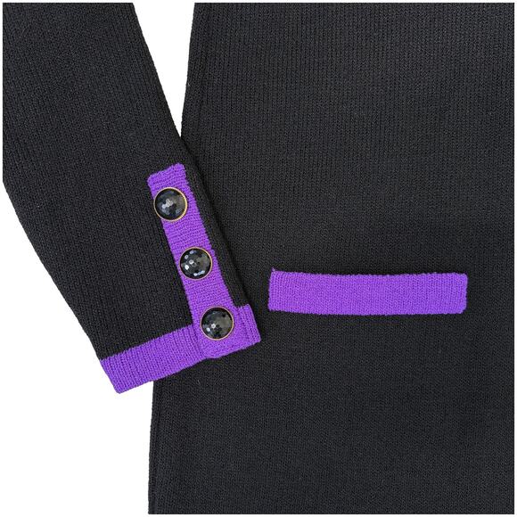 VTG Don Sayres Wool Knit Dress | Colorblock Mod Retro Black Purple Red | Sz 8 - Picture 4 of 9